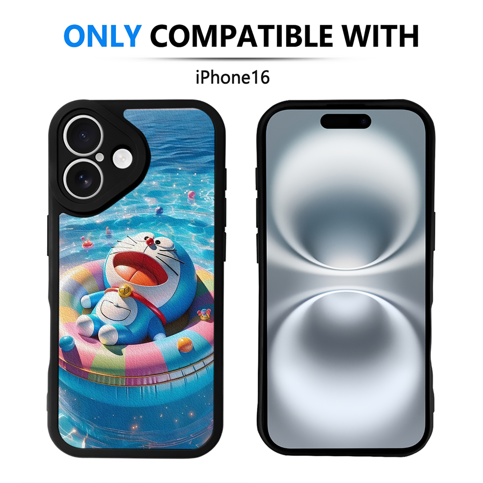 （画像用） ドラえもん Doraemon 【iPhone 16シリーズ対応】シリコンスマホケース（レザー調） 材質：シリコン